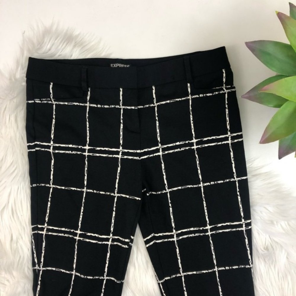 Express Windowpane Black And White Columnist Pants - image 8